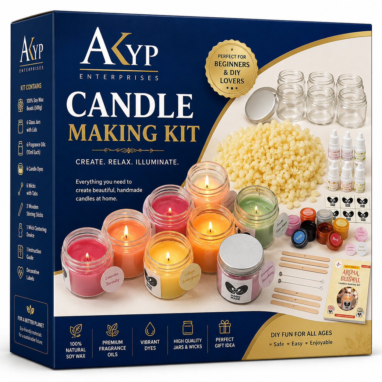 akyp aroma beeswax candle kit | diy candle making craft kit for kids & adults | natural scented candles | pure beeswax | candle making set | handmade candles for girls age, 9 11, 12 14 years akyp aroma beeswax candle kit | diy candle making craft kit for kids & adults | natural scented candles | pure beeswax | candle making set | handmade candles for girls age, 9 11, 12 14 years